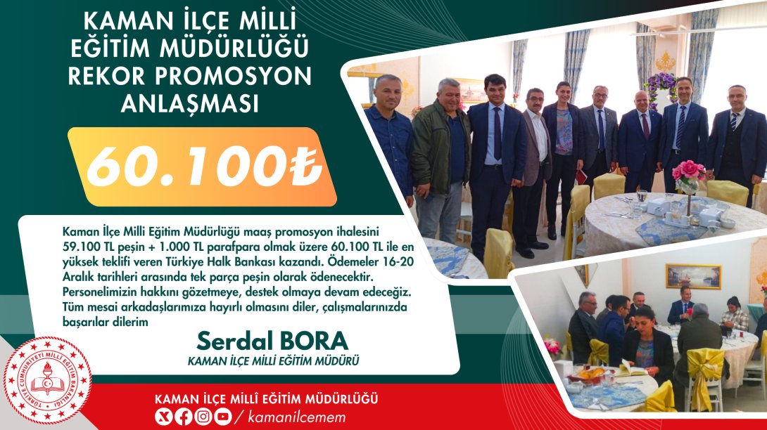 İlçe Milli Eğitim Müdürlüğü Promosyon Anlaşması